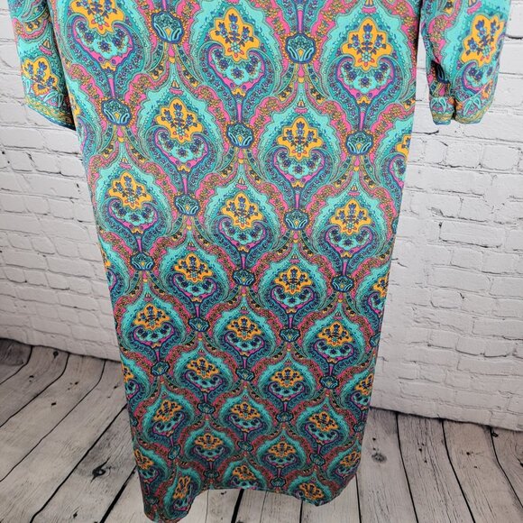 NWT LARA Ethnics Multicolor Floral Saska Oyster Blue Long Kimono Robe Size TU - Picture 9 of 14